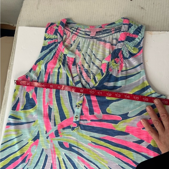 Lilly Pulitzer Essie Multi Beach Please Blue Pink Tropical Summer Tank Dress Med - Picture 7 of 15